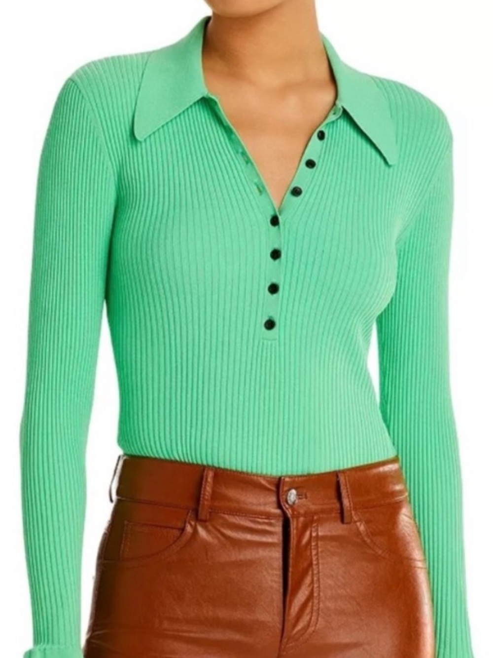 A.L.C. Eleanor Ribbed Polo Sweater Top